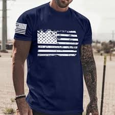 Blue T-shirts for Men Summer Casual Stylish 2024 4th of July Ameican Flag Printed Baggy Crew Neck Tees Comfort Short Sleeve TopsT-shirts for Men Summer Casual Stylish 2024 4th of July Ameican