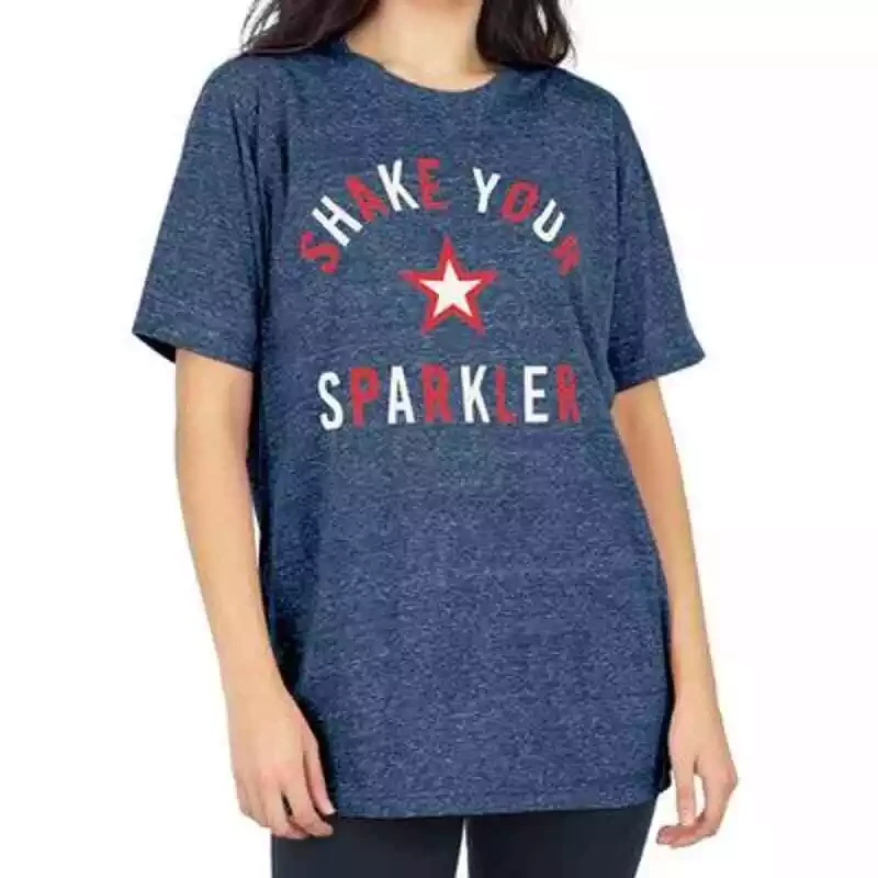 Royce Ladies XXL Americana Tee Shake Your Sparkler, Navy Blue, Short Sleeve