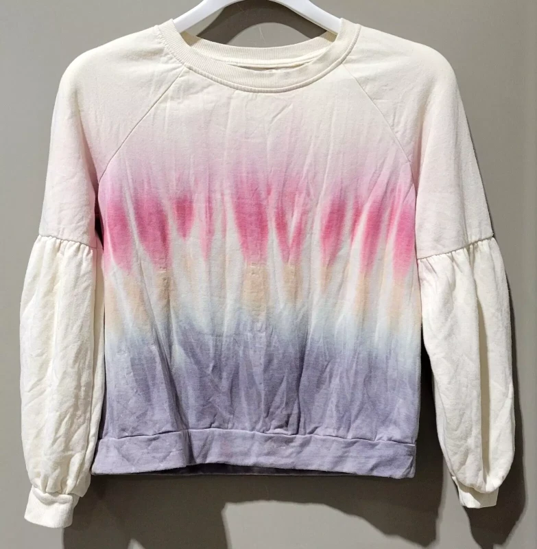 Knox Rose Women's Medium Off White Deep Color Tie Dye Crewneck Fleece Sweatshirt