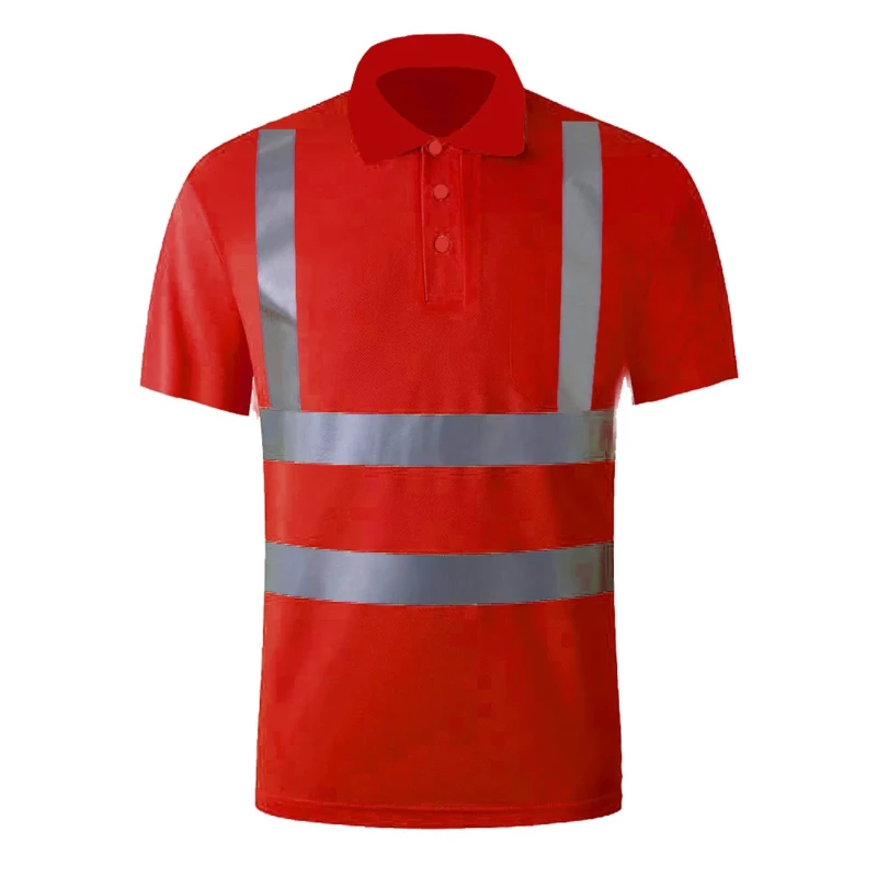 Hi-Visibility Polo Shirt Men's Work Jacket Red