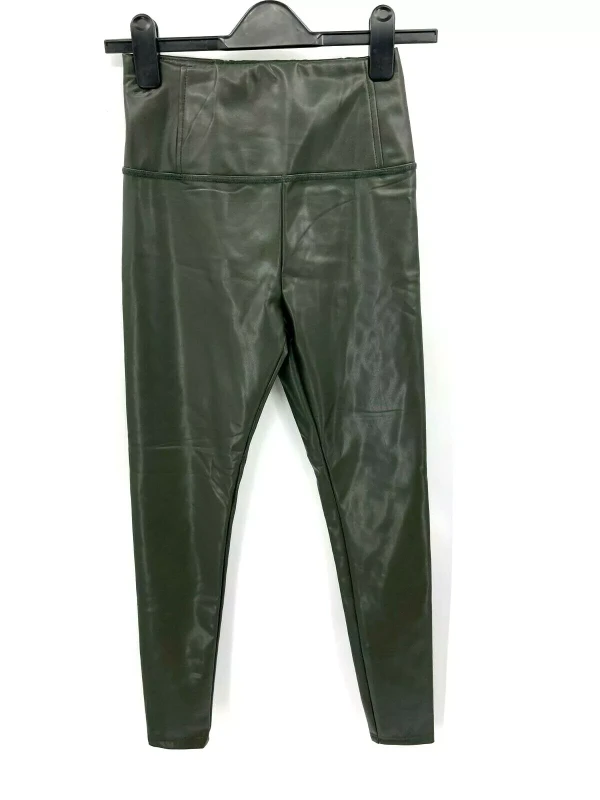La Classe Couture Leggings Womens Dark Green Faux Leather Modern