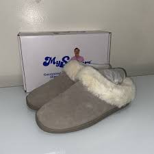 My Slippers My Pillow Mens 14 Gray Suede Leather Indoor Outdoor Chestnut