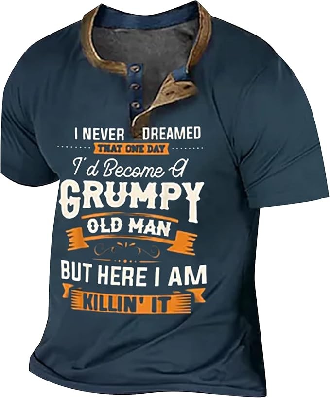 RTTUIOP Henley Shirts For Men 3D Alphabet Graphic Print Short Sleeve Button Down Tee Casual Fashion Street Style Sweatshirt